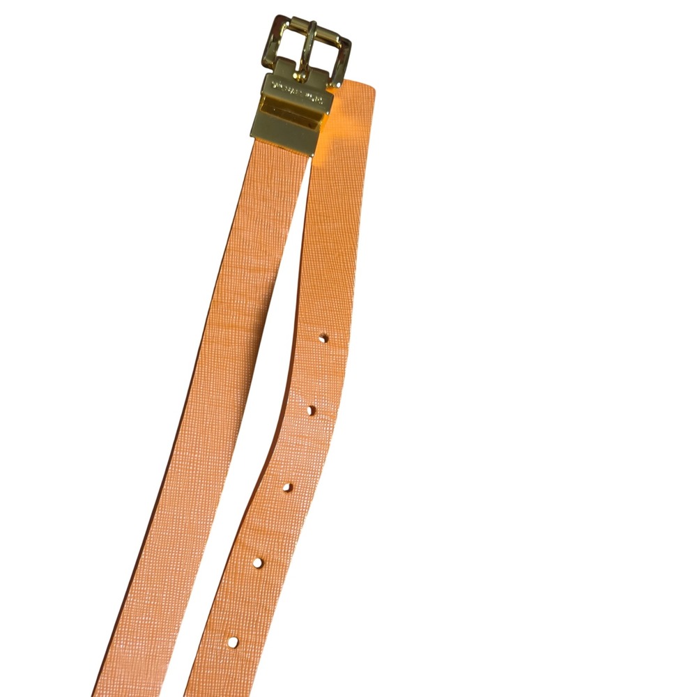 36 Michael Kors Saffiano Leather Skinny Belt Gold Tone Buckle Summer Maximalism